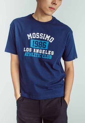 Navy Blue Basic Round Neck with Flat Print Retro Urban Fit Tee - Mossimo PH
