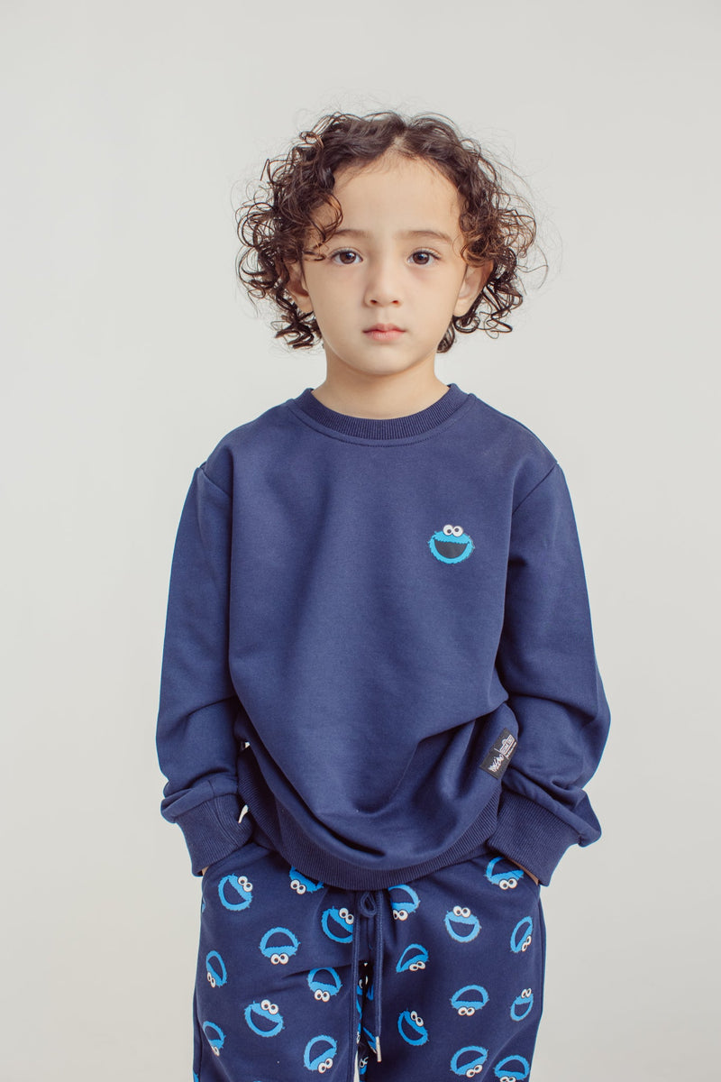 Navy Blue Cookie Monster Pullover and Jogger Kids Set - Mossimo PH
