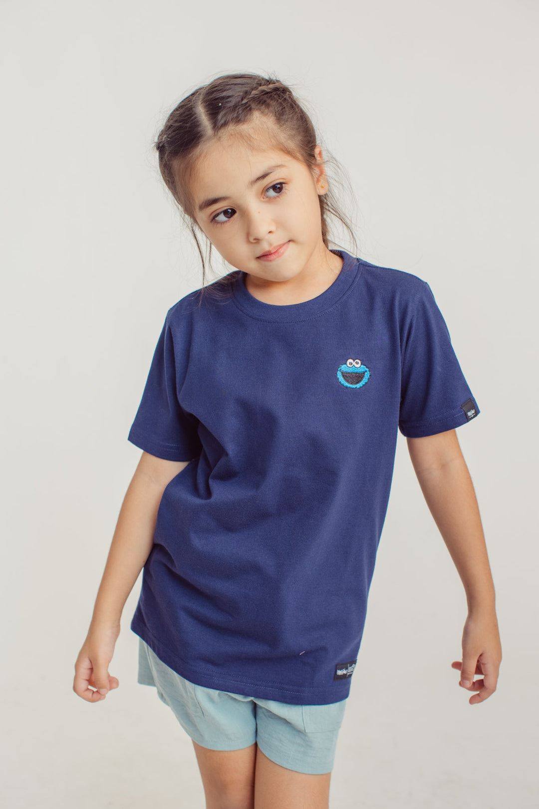 Navy Blue Cookie Monster with Embroidery Basic Tshirt - Mossimo PH