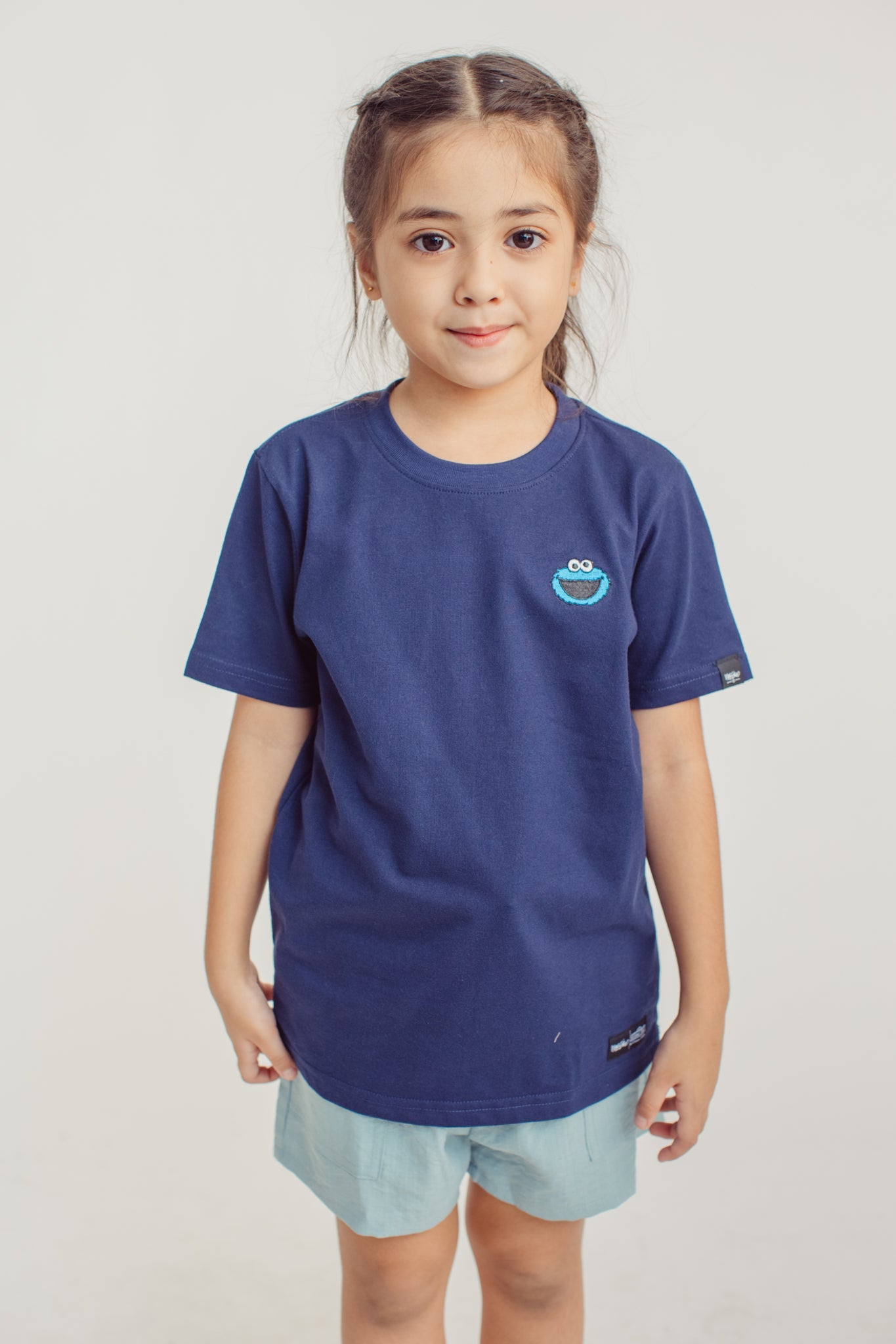Navy Blue Cookie Monster with Embroidery Basic Tshirt - Mossimo PH