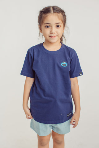 Navy Blue Cookie Monster with Embroidery Basic Tshirt - Mossimo PH