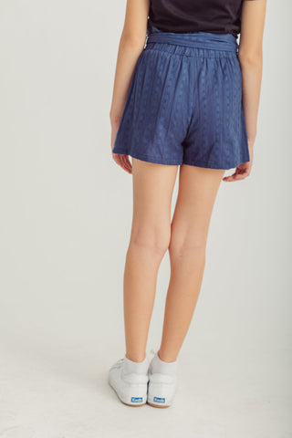 Navy blue Paperbag Waist Belted Shorts with Matching Lining Kids - Mossimo PH