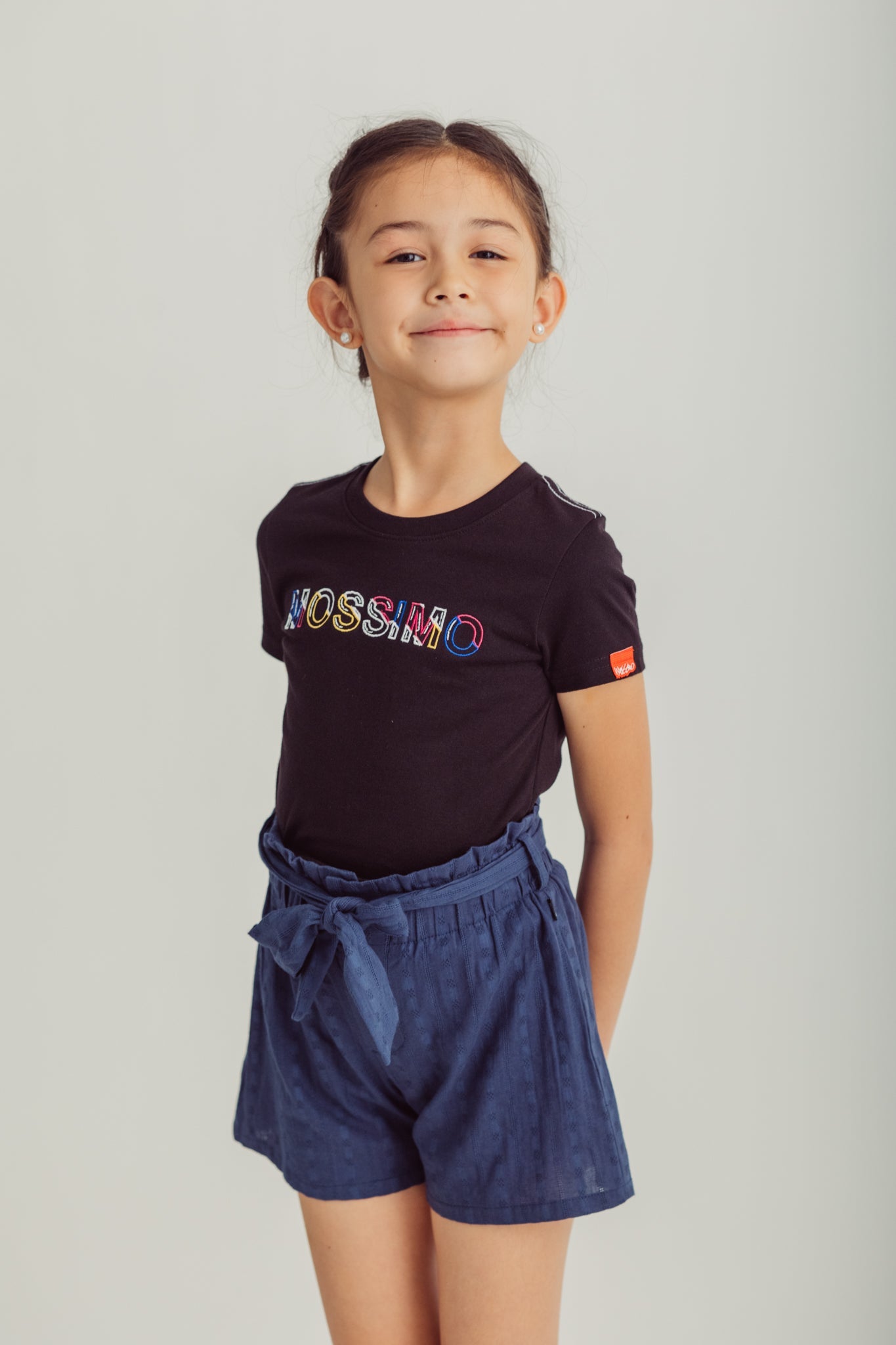 Navy blue Paperbag Waist Belted Shorts with Matching Lining Kids - Mossimo PH