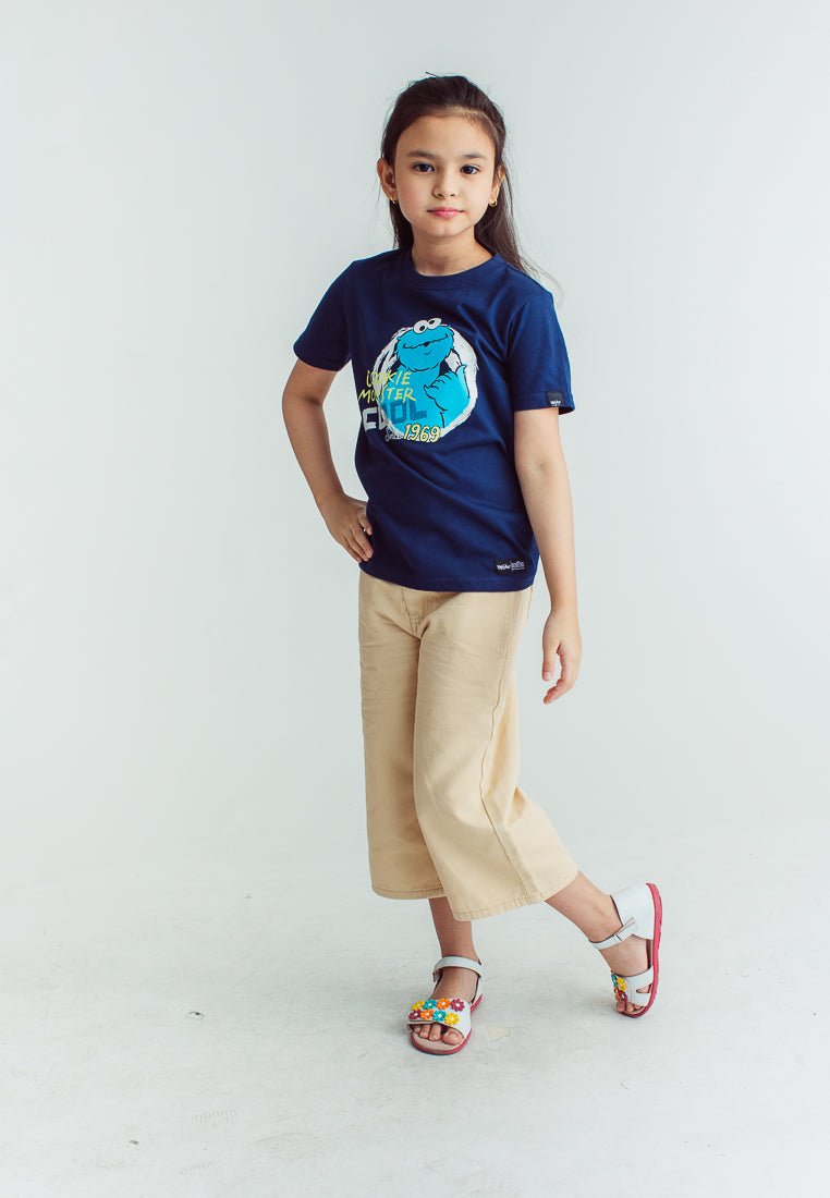 Navy Blue Sesame Street with Flat Print Monster Kids Basic Tshirt - Mossimo PH