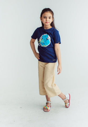 Navy Blue Sesame Street with Flat Print Monster Kids Basic Tshirt - Mossimo PH