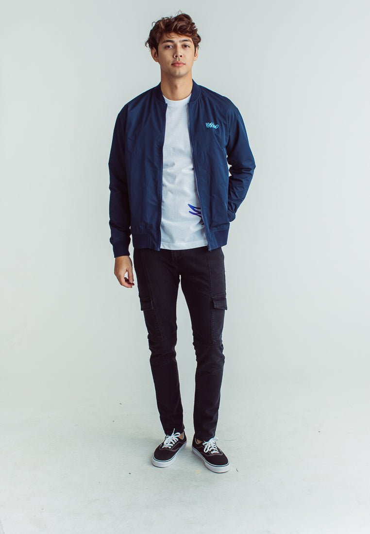 Navy Blue Sesame Street with Group 1969 Retro Design Mens Bomber Jacket