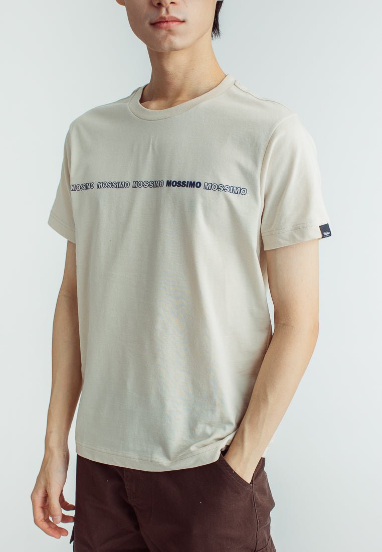Oat Basic Round Neck Muscle Fit Tee with Slight Embossed Print - Mossimo PH