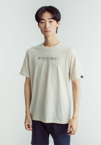 Oat Basic Round Neck with Flat Print Comfort Fit Tee - Mossimo PH