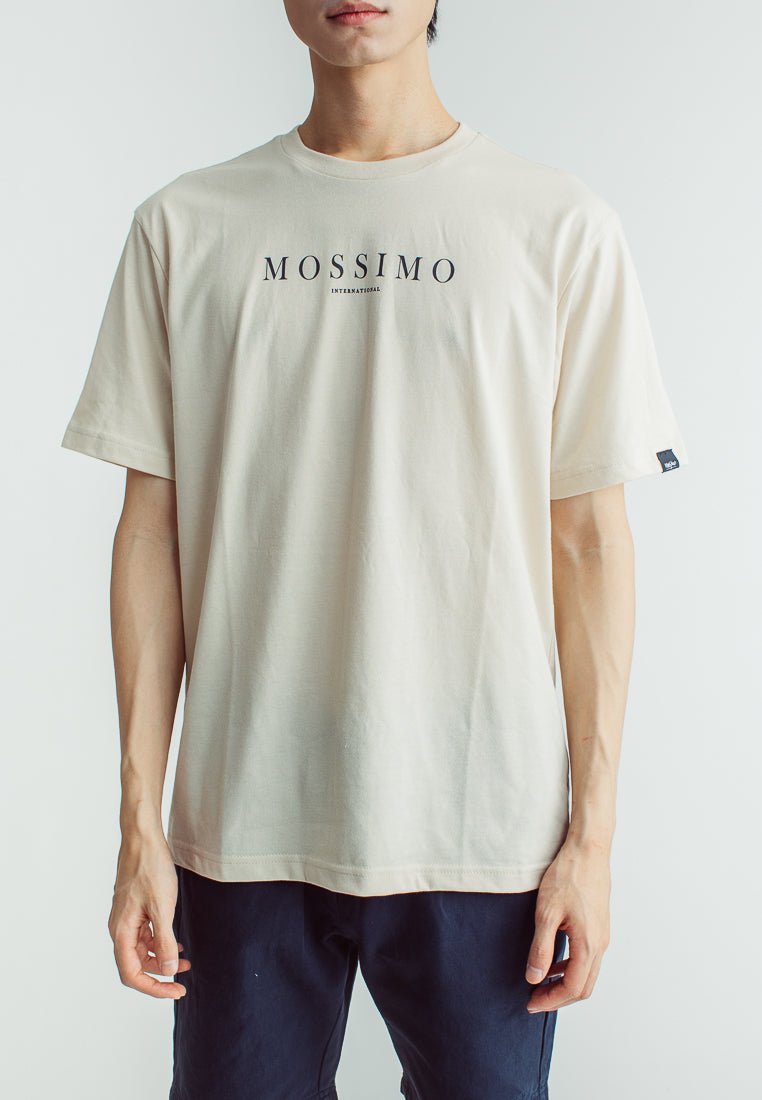 Oat Basic Round Neck with Flat Print Comfort Fit Tee - Mossimo PH