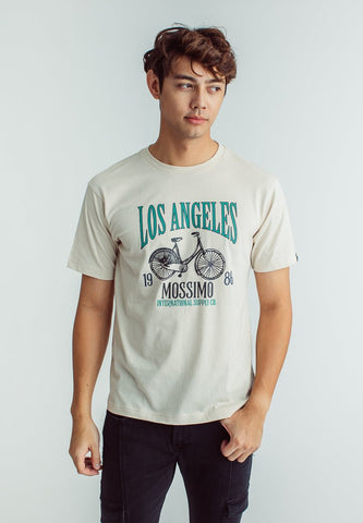 Oat Comfort Fit Basic Round Neck Tee with Flat Print - Mossimo PH