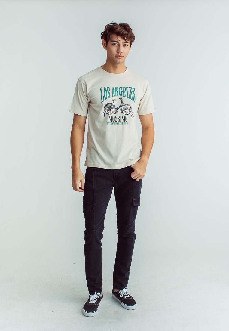 Oat Comfort Fit Basic Round Neck Tee with Flat Print - Mossimo PH