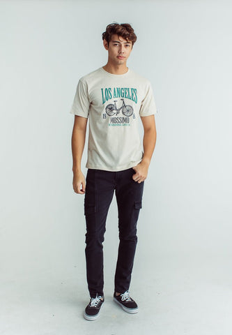 Oat Comfort Fit Basic Round Neck Tee with Flat Print - Mossimo PH