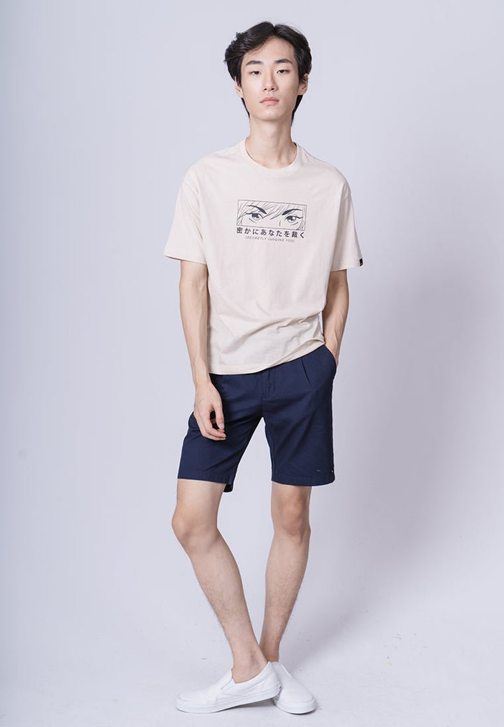 Oat with Flat Print Basic Round Neck Urban Fit Tee - Mossimo PH