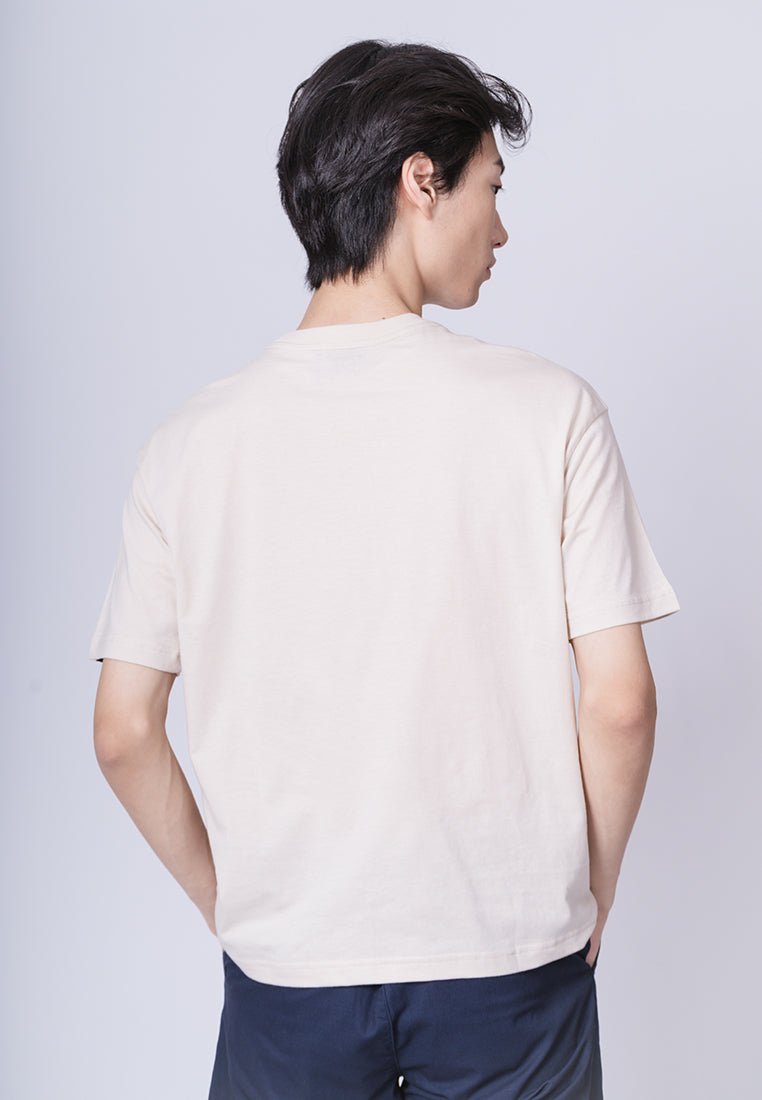 Oat with Flat Print Basic Round Neck Urban Fit Tee - Mossimo PH