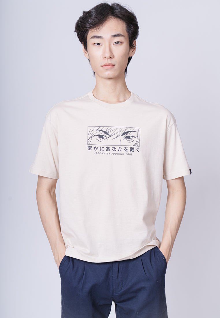 Oat with Flat Print Basic Round Neck Urban Fit Tee - Mossimo PH