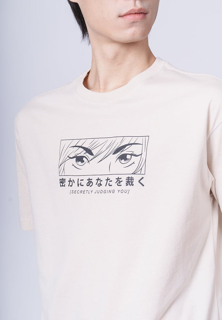 Oat with Flat Print Basic Round Neck Urban Fit Tee - Mossimo PH