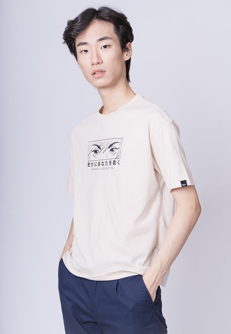 Oat with Flat Print Basic Round Neck Urban Fit Tee - Mossimo PH