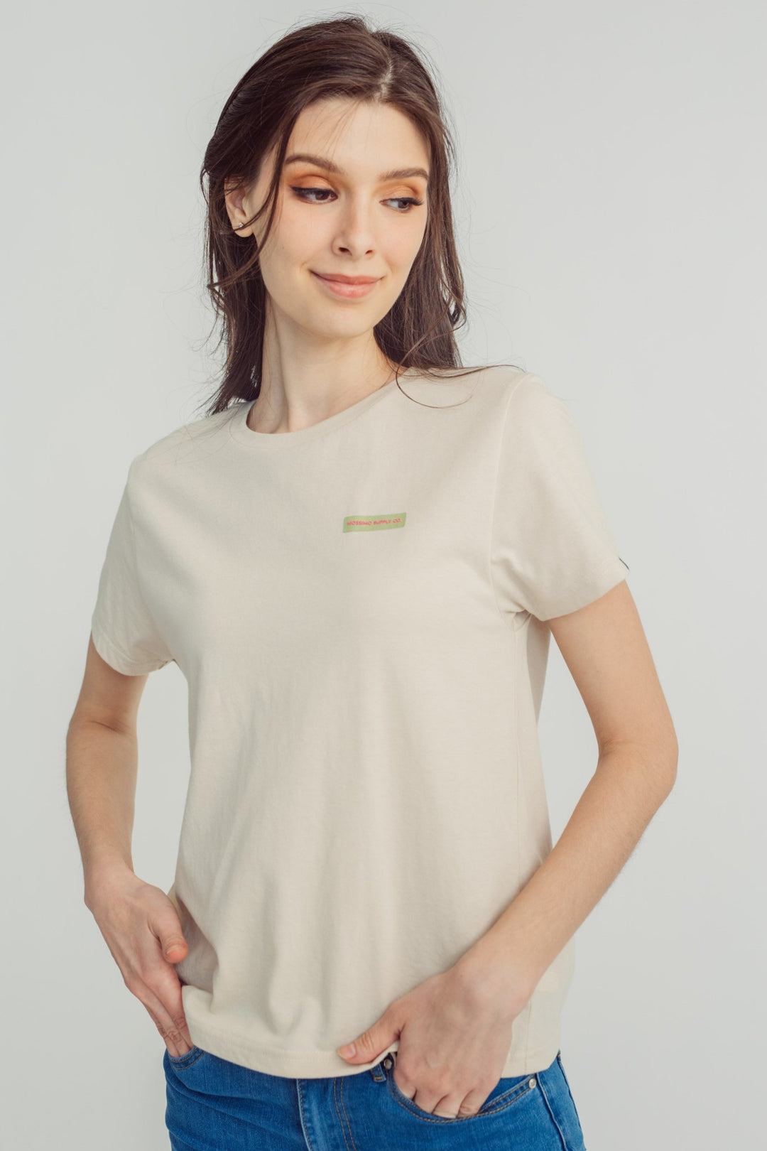 Oatmeal Small Branding Classic Fit Tee - Mossimo PH