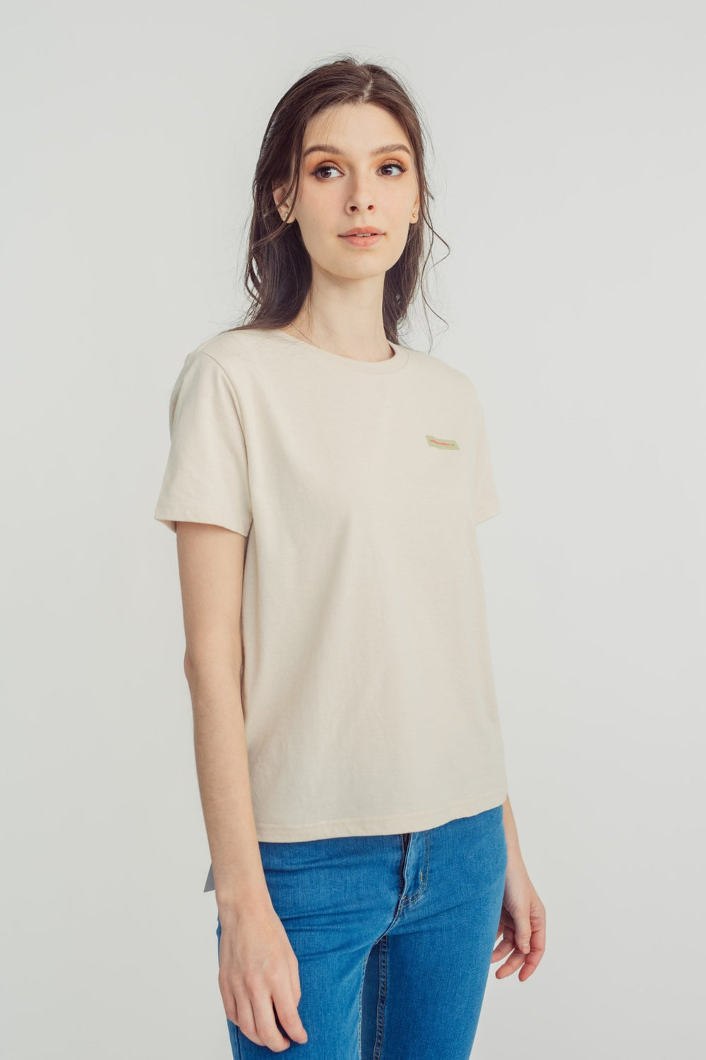Oatmeal Small Branding Classic Fit Tee - Mossimo PH
