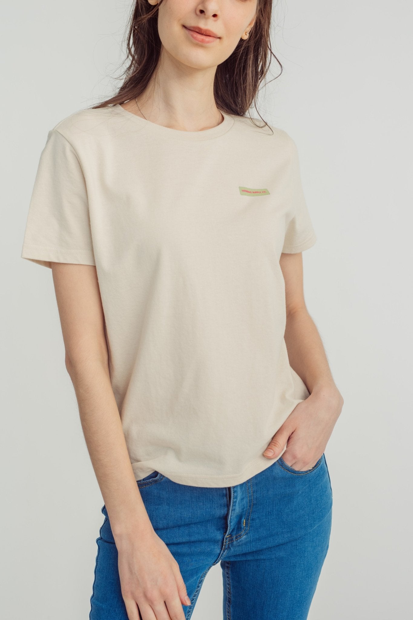 Oatmeal Small Branding Classic Fit Tee - Mossimo PH