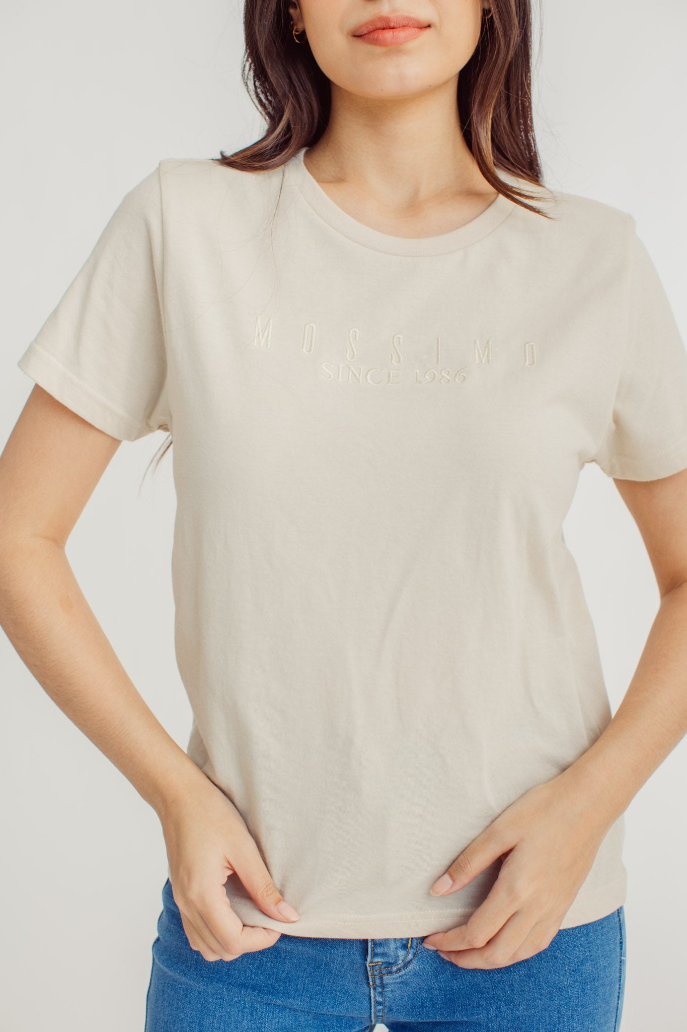 Oatmeal with Mossimo Since 1986 Embroidery Classic Fit Tee - Mossimo PH