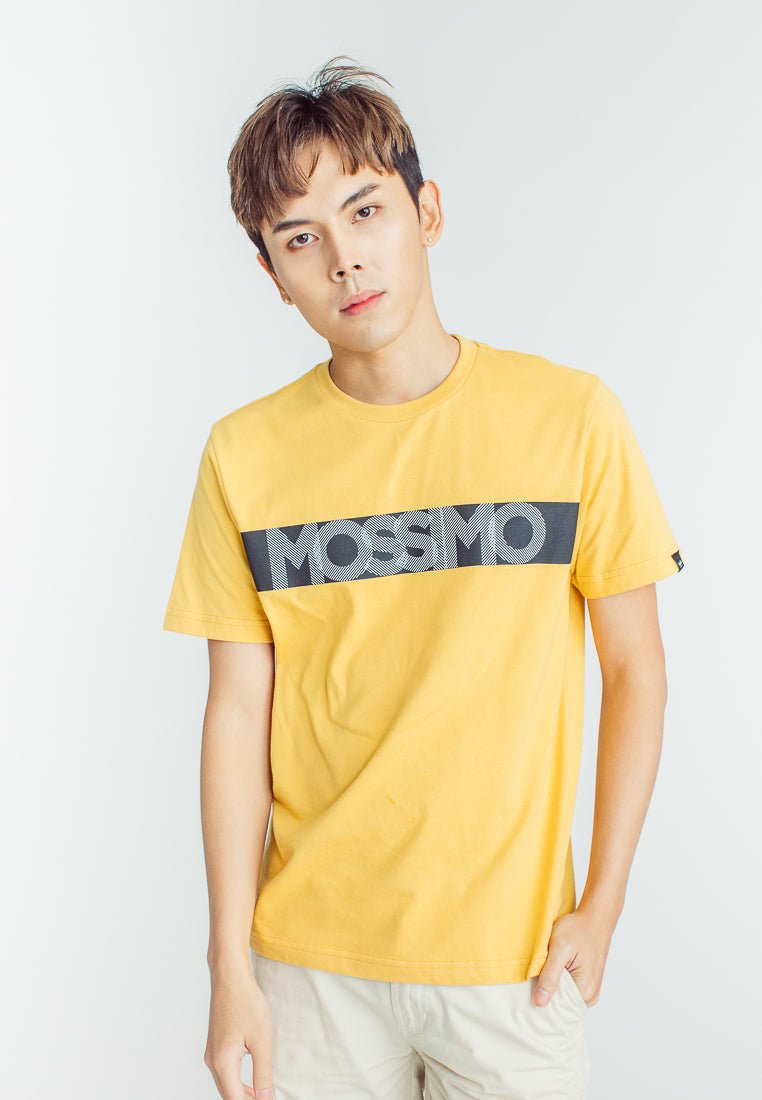 Ochre Basic Round Neck with High Density and Flat Print Muscle Fit Tee - Mossimo PH