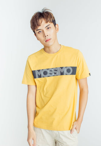 Ochre Basic Round Neck with High Density and Flat Print Muscle Fit Tee - Mossimo PH
