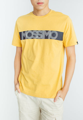 Ochre Basic Round Neck with High Density and Flat Print Muscle Fit Tee - Mossimo PH
