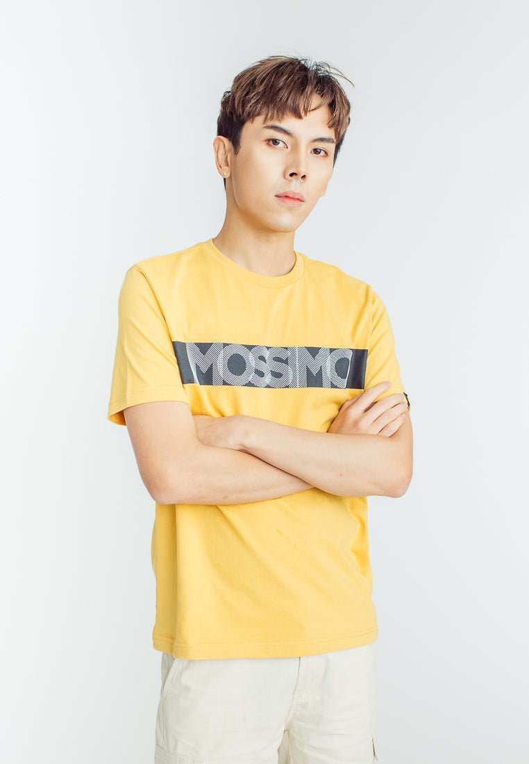 Ochre Basic Round Neck with High Density and Flat Print Muscle Fit Tee - Mossimo PH
