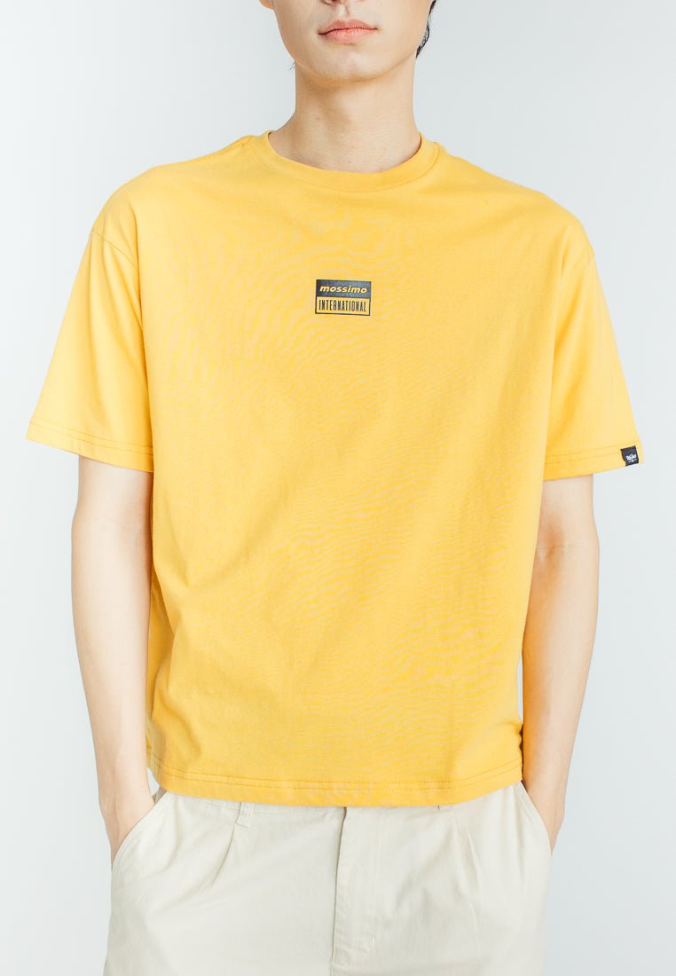 Ochre Basic Round Neck with High Density and Flat Print Urban Fit Tee - Mossimo PH