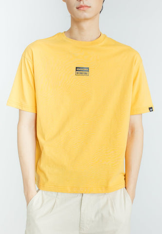 Ochre Basic Round Neck with High Density and Flat Print Urban Fit Tee - Mossimo PH