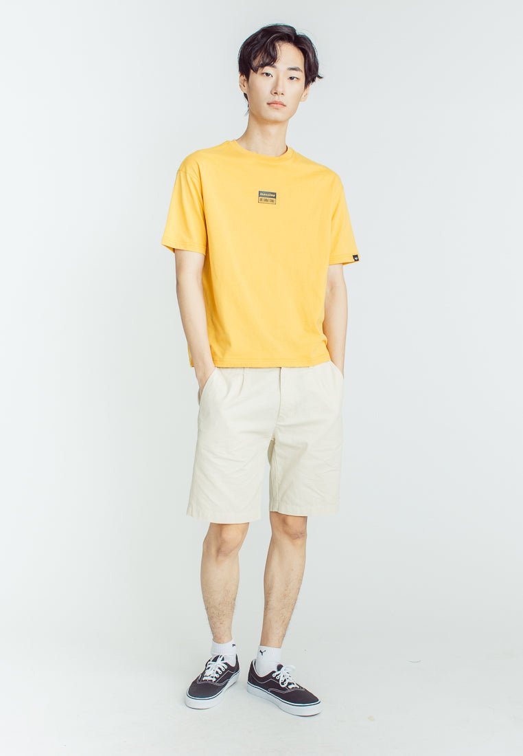 Ochre Basic Round Neck with High Density and Flat Print Urban Fit Tee - Mossimo PH