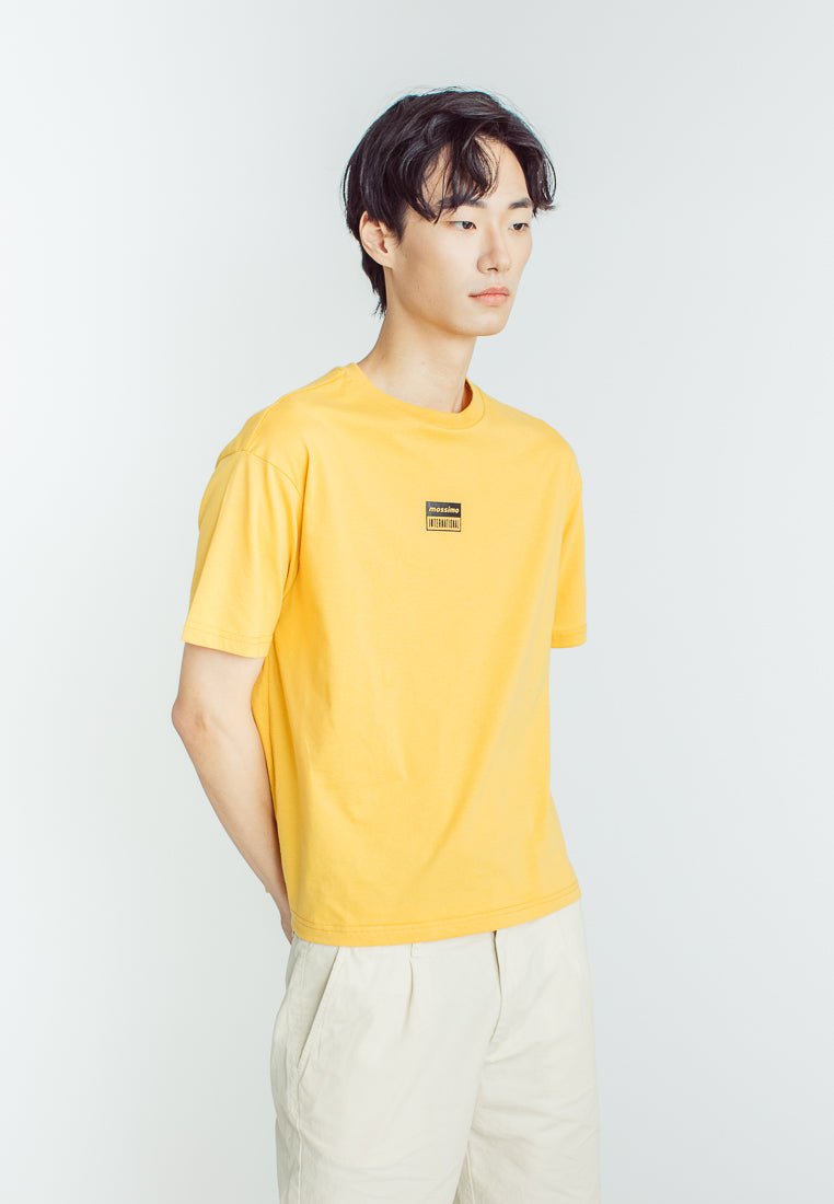 Ochre Basic Round Neck with High Density and Flat Print Urban Fit Tee - Mossimo PH