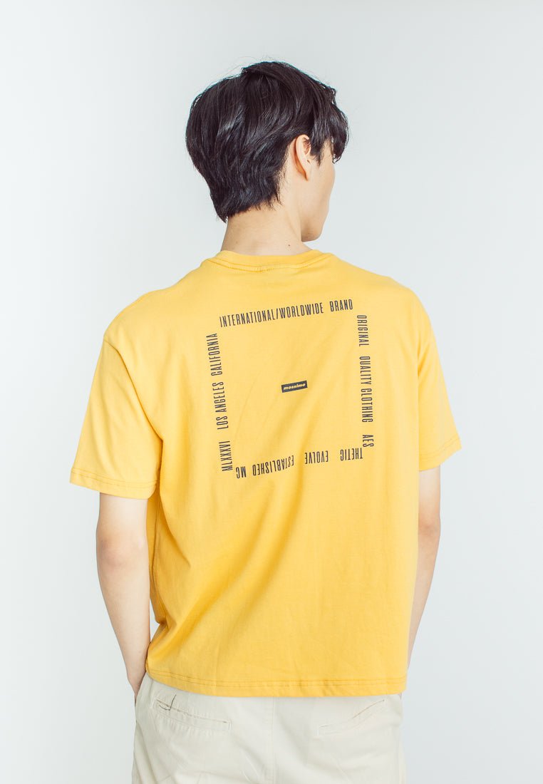 Ochre Basic Round Neck with High Density and Flat Print Urban Fit Tee - Mossimo PH