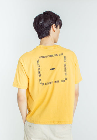Ochre Basic Round Neck with High Density and Flat Print Urban Fit Tee - Mossimo PH