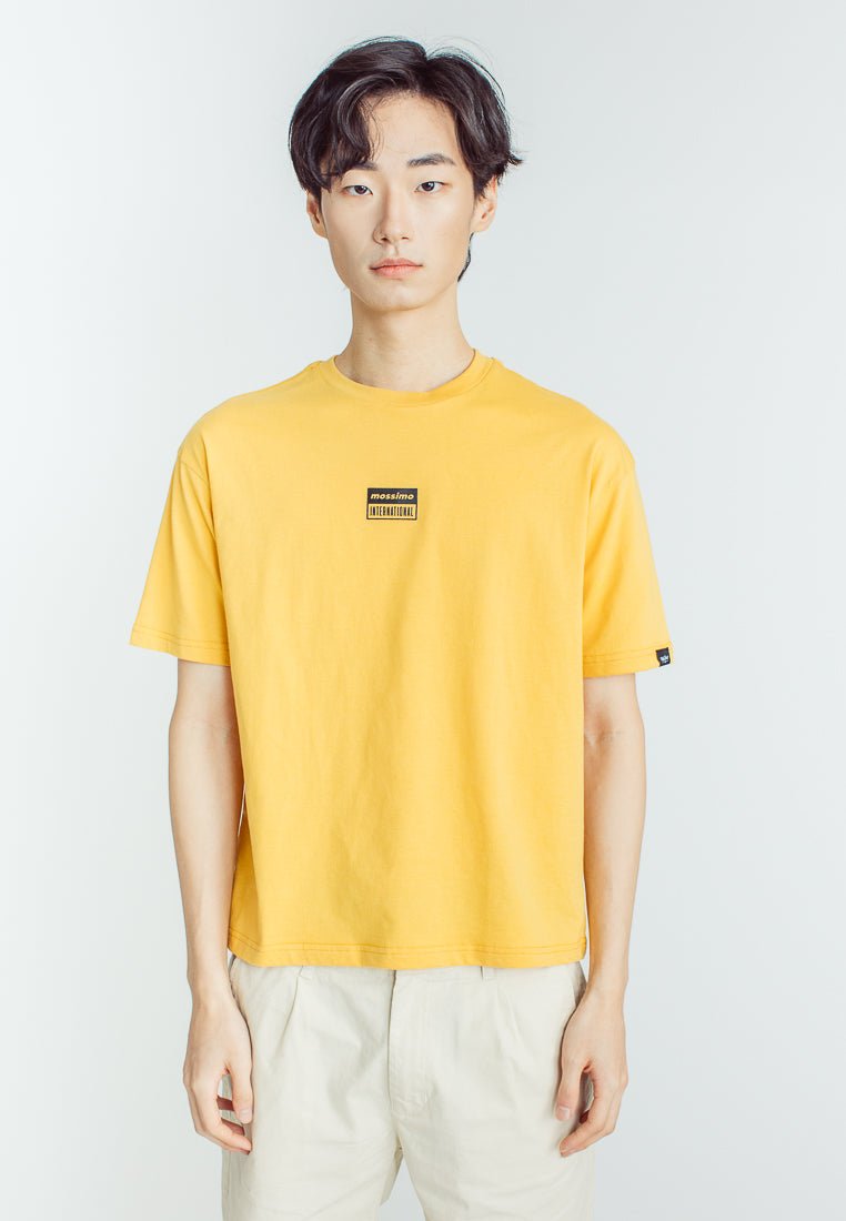 Ochre Basic Round Neck with High Density and Flat Print Urban Fit Tee - Mossimo PH