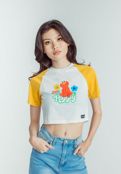 Ochre Premium Retro Cropped with Elmo Happy Discharge Print - Mossimo PH