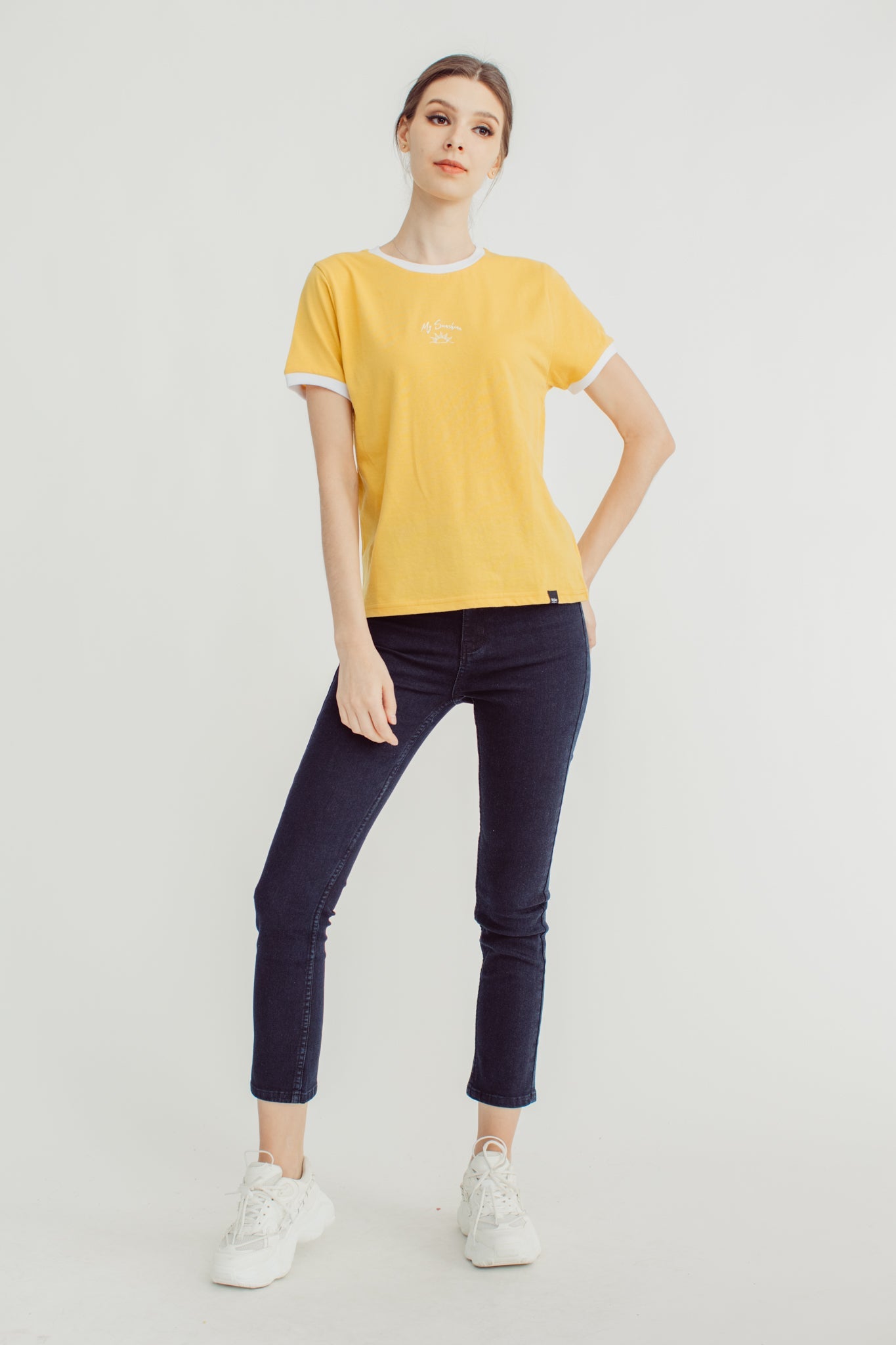 Ochre with My Sunshine Illustration on Ringer Classic Fit Tee - Mossimo PH