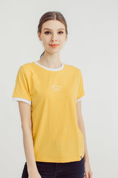 Ochre with My Sunshine Illustration on Ringer Classic Fit Tee - Mossimo PH