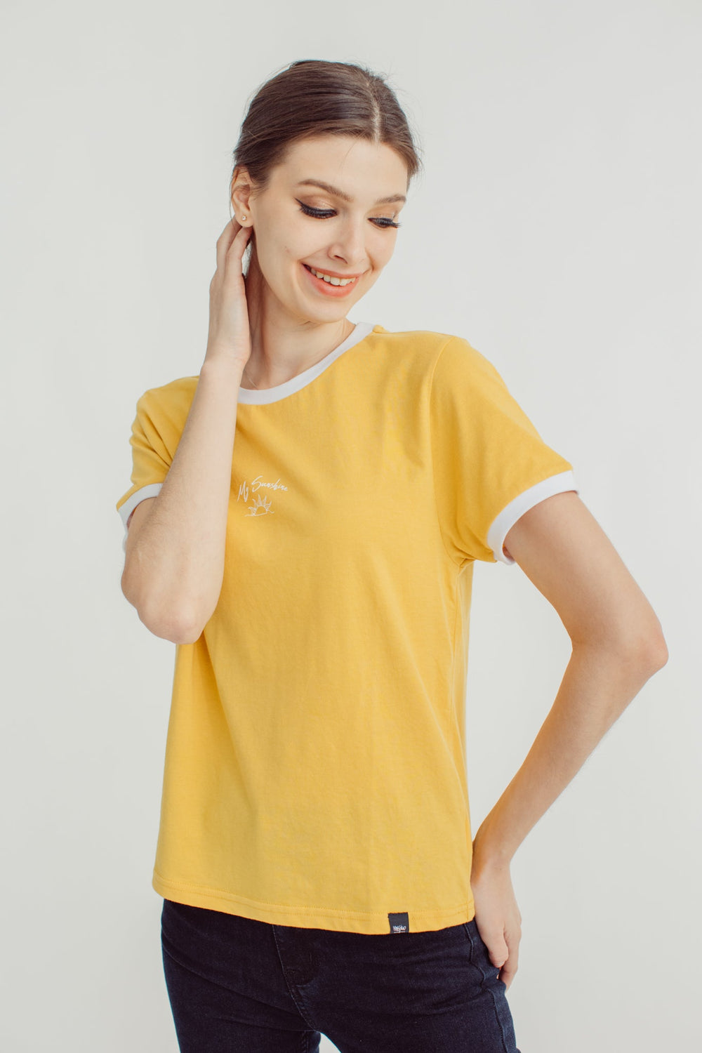 Ochre with My Sunshine Illustration on Ringer Classic Fit Tee - Mossimo PH