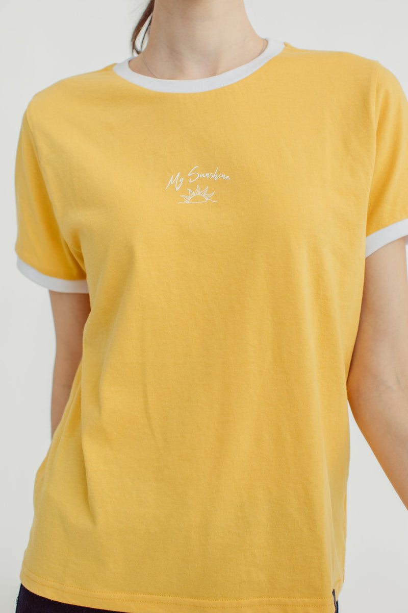 Ochre with My Sunshine Illustration on Ringer Classic Fit Tee - Mossimo PH