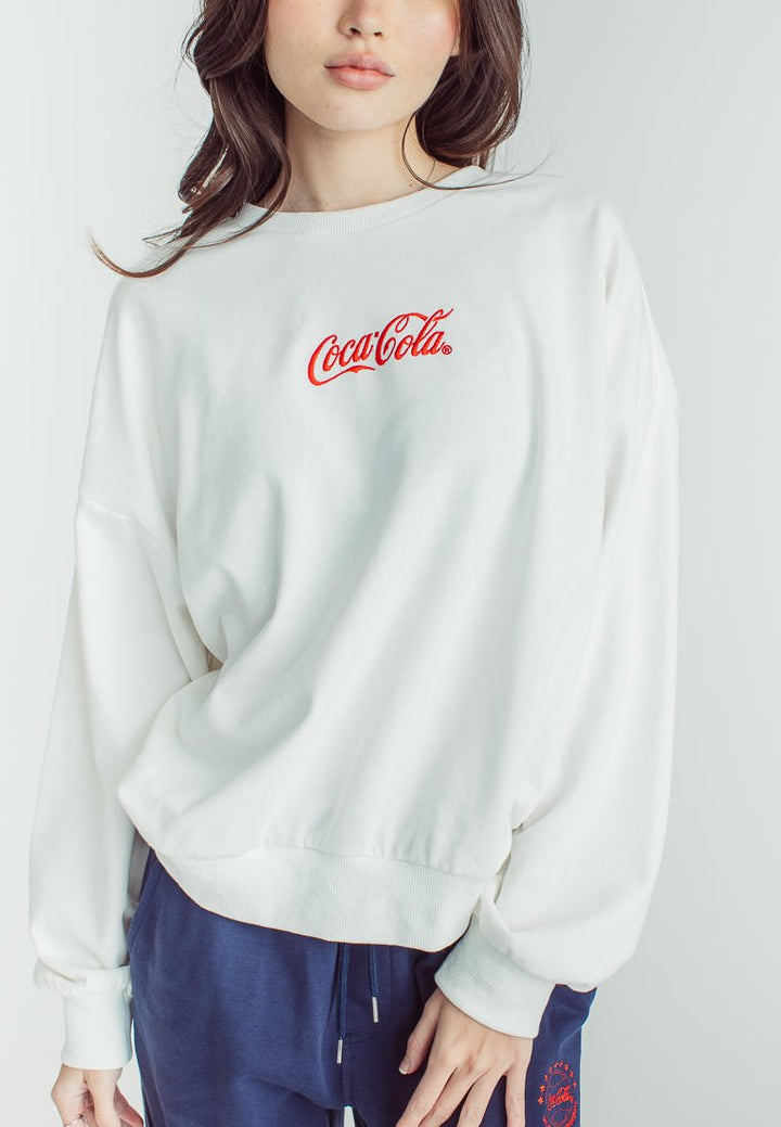 Off White Coca Cola Oversized Pullover with Embroidery & Flat Print - Mossimo PH