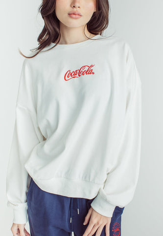 Off White Coca Cola Oversized Pullover with Embroidery & Flat Print - Mossimo PH