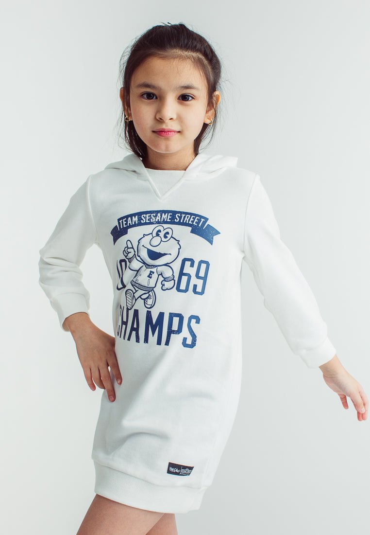 Off White Sesame Girls Printed Hoodie Dress - Mossimo PH