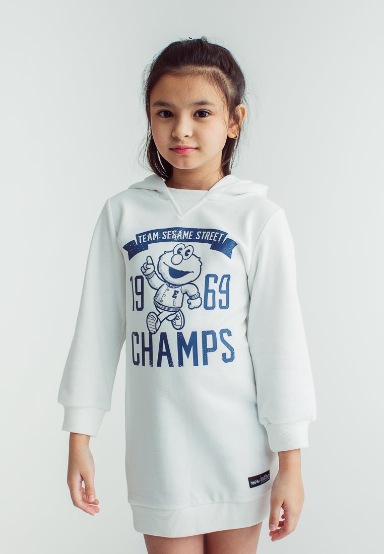 Off White Sesame Girls Printed Hoodie Dress - Mossimo PH