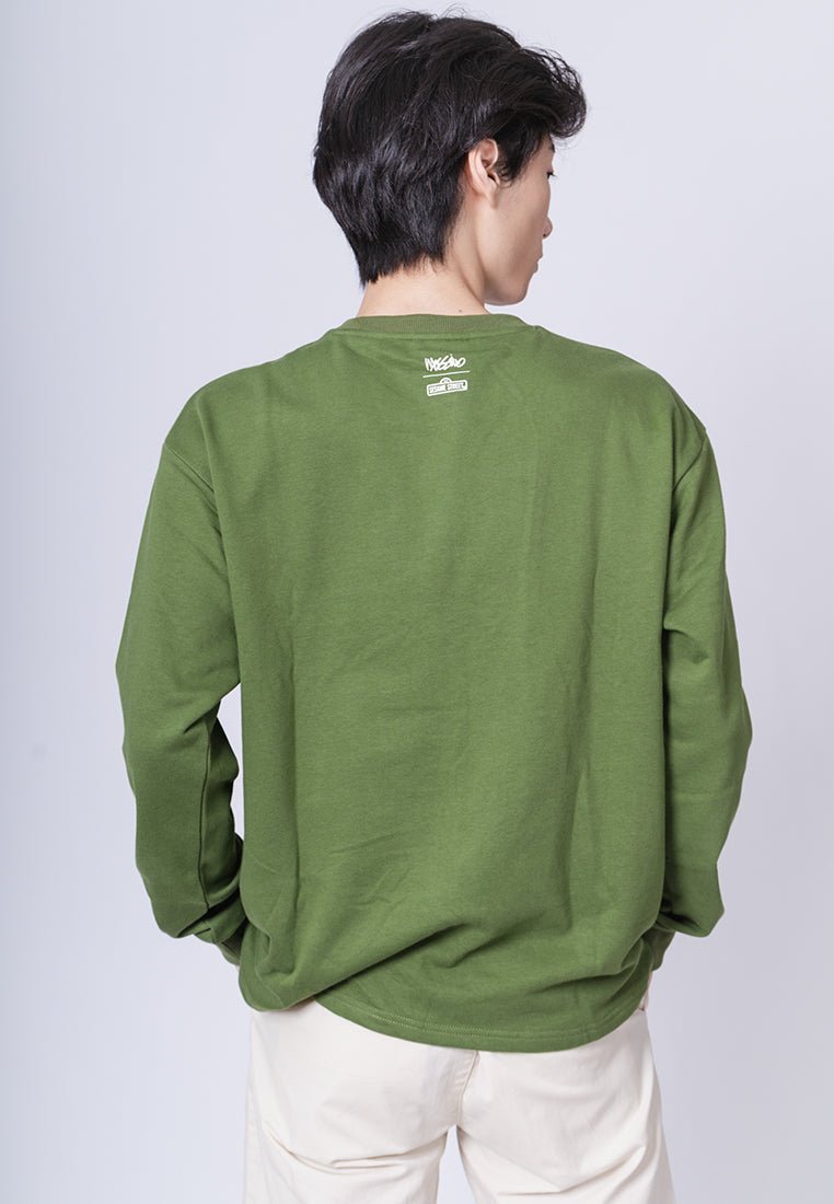 Olive Sesame Street Varsity with Flat Print Oversized Pullover - Mossimo PH