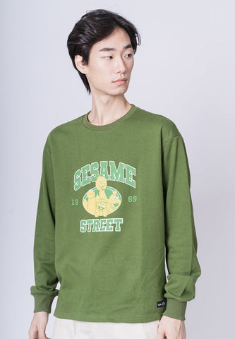 Olive Sesame Street Varsity with Flat Print Oversized Pullover - Mossimo PH