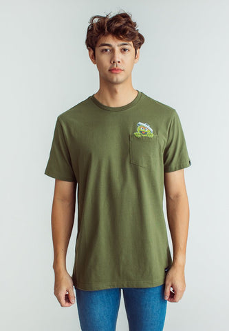 Olive Sesame Street with Oscar Soft touch Print on Functional Pocket Modern Fit Tee - Mossimo PH