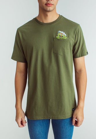 Olive Sesame Street with Oscar Soft touch Print on Functional Pocket Modern Fit Tee - Mossimo PH