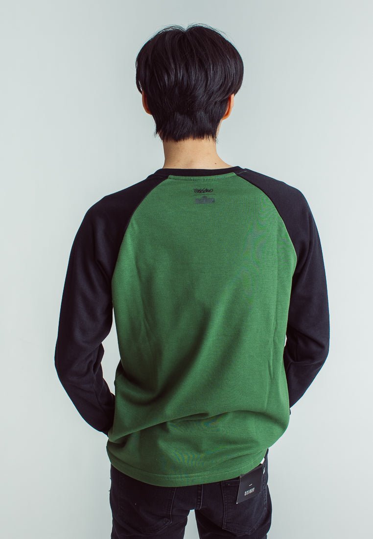 Olive with Elmo Minimal Print on Combined Raglan Long Sleeves - Mossimo PH